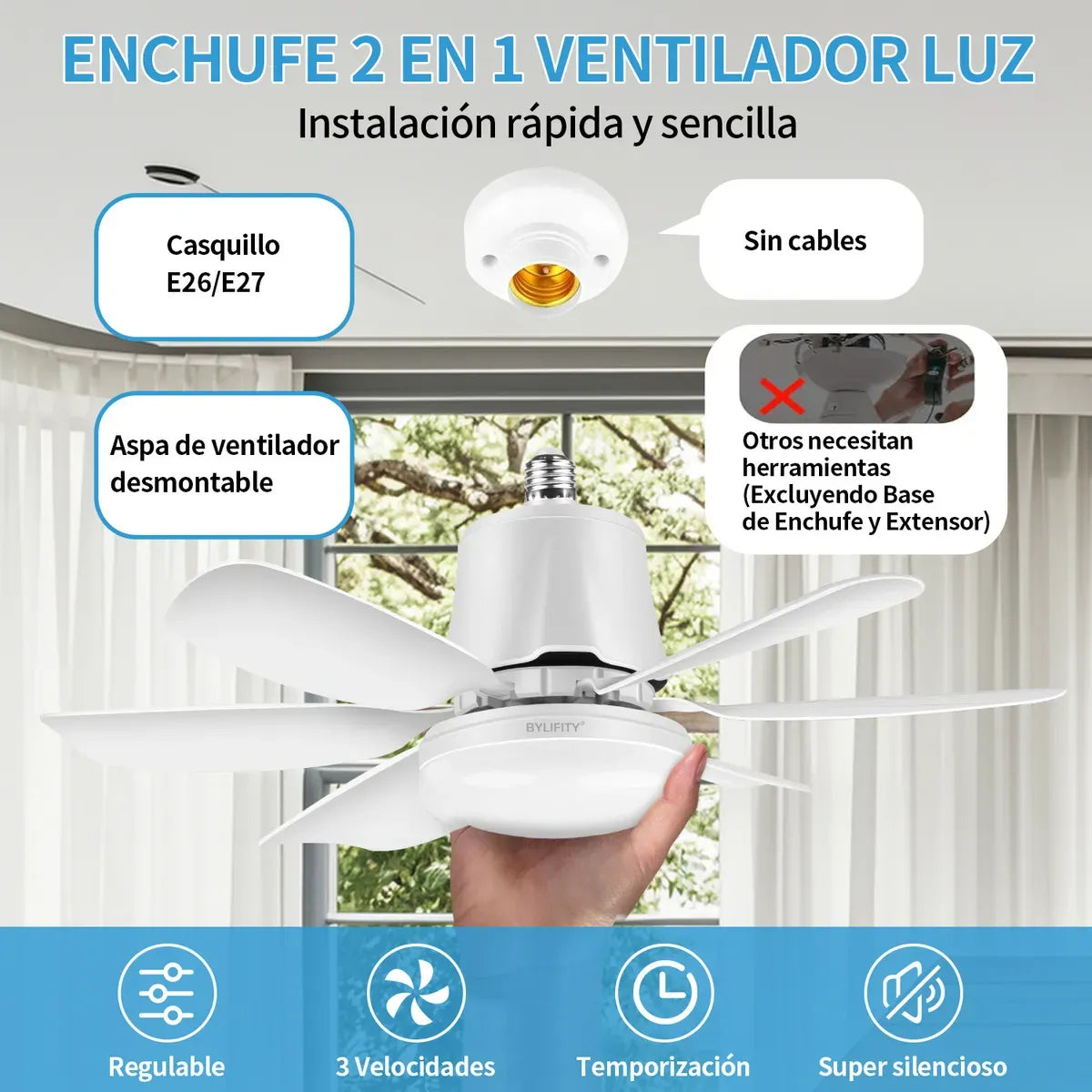 Lampara Ventilador de Techo 3 Velocidades