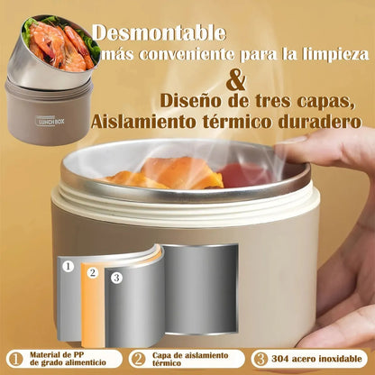 Lonchera Acero Inoxidable Redondo 7 Piezas 2080ml