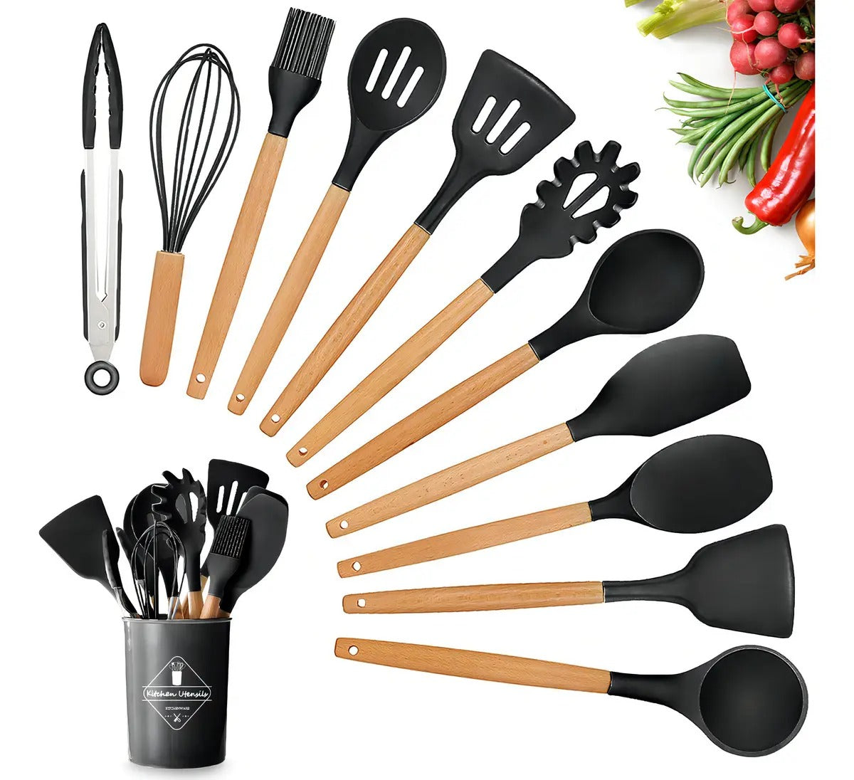 Set 12 Utensilios de Cocina Silicona