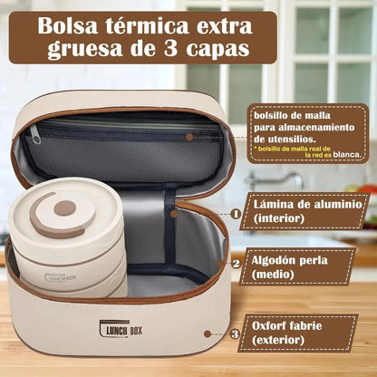 Lonchera Acero Inoxidable Redondo 7 Piezas 2080ml