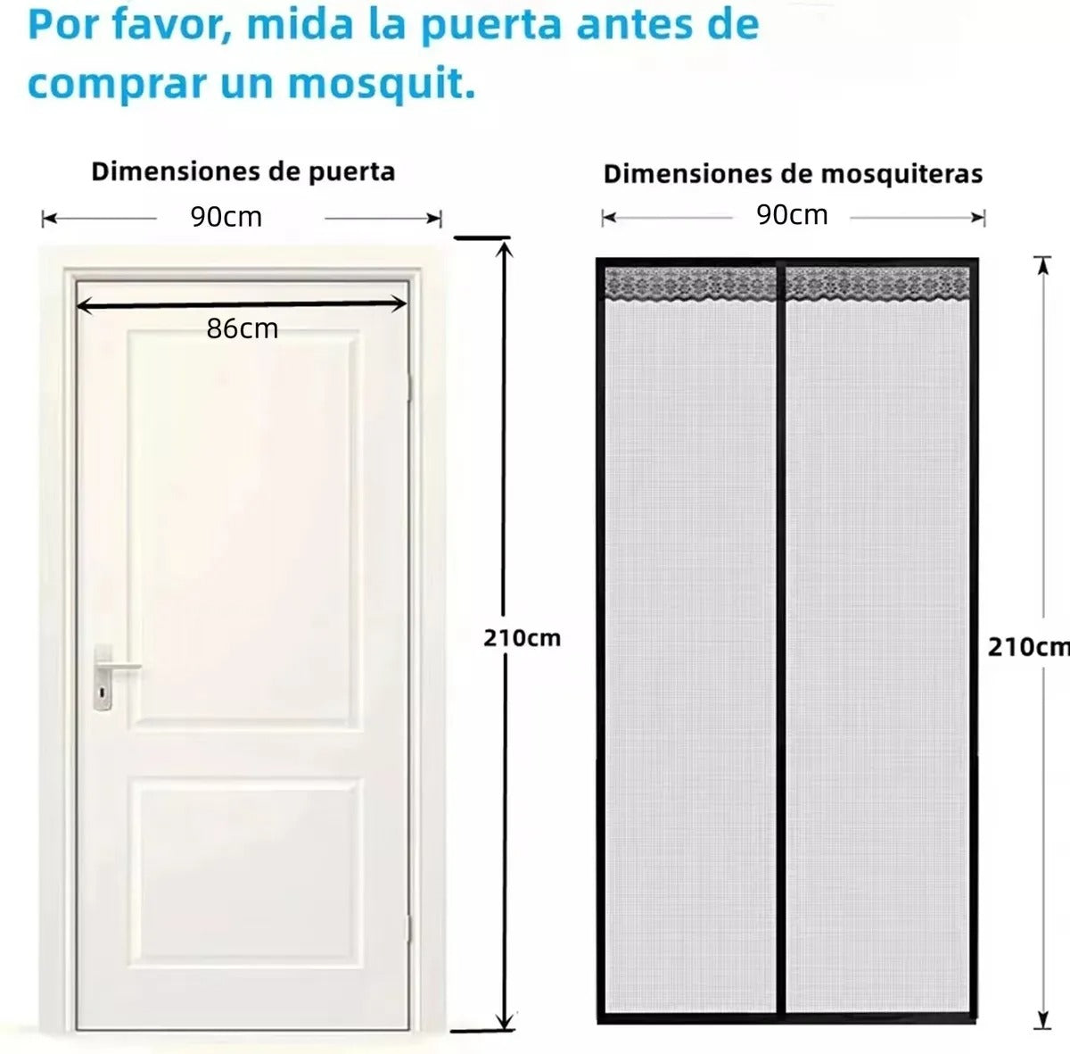 2pz Cortina Mosquitera Magnetica 90x210CM