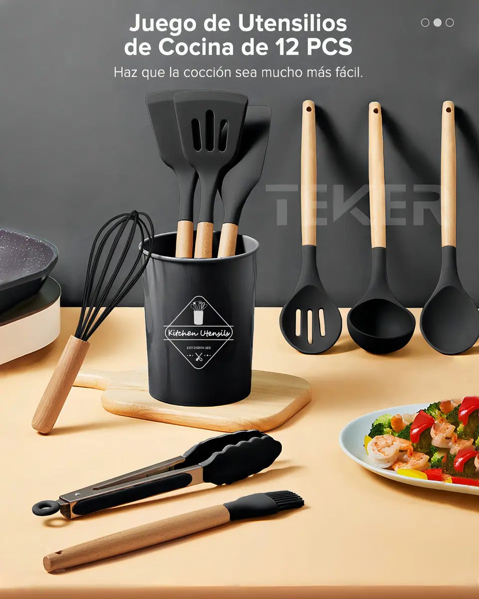Set 12 Utensilios de Cocina Silicona