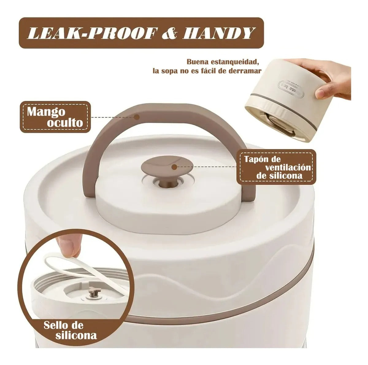 Lonchera Acero Inoxidable Redondo 7 Piezas 2080ml