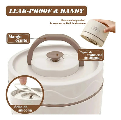 Lonchera Acero Inoxidable Redondo 7 Piezas 2080ml