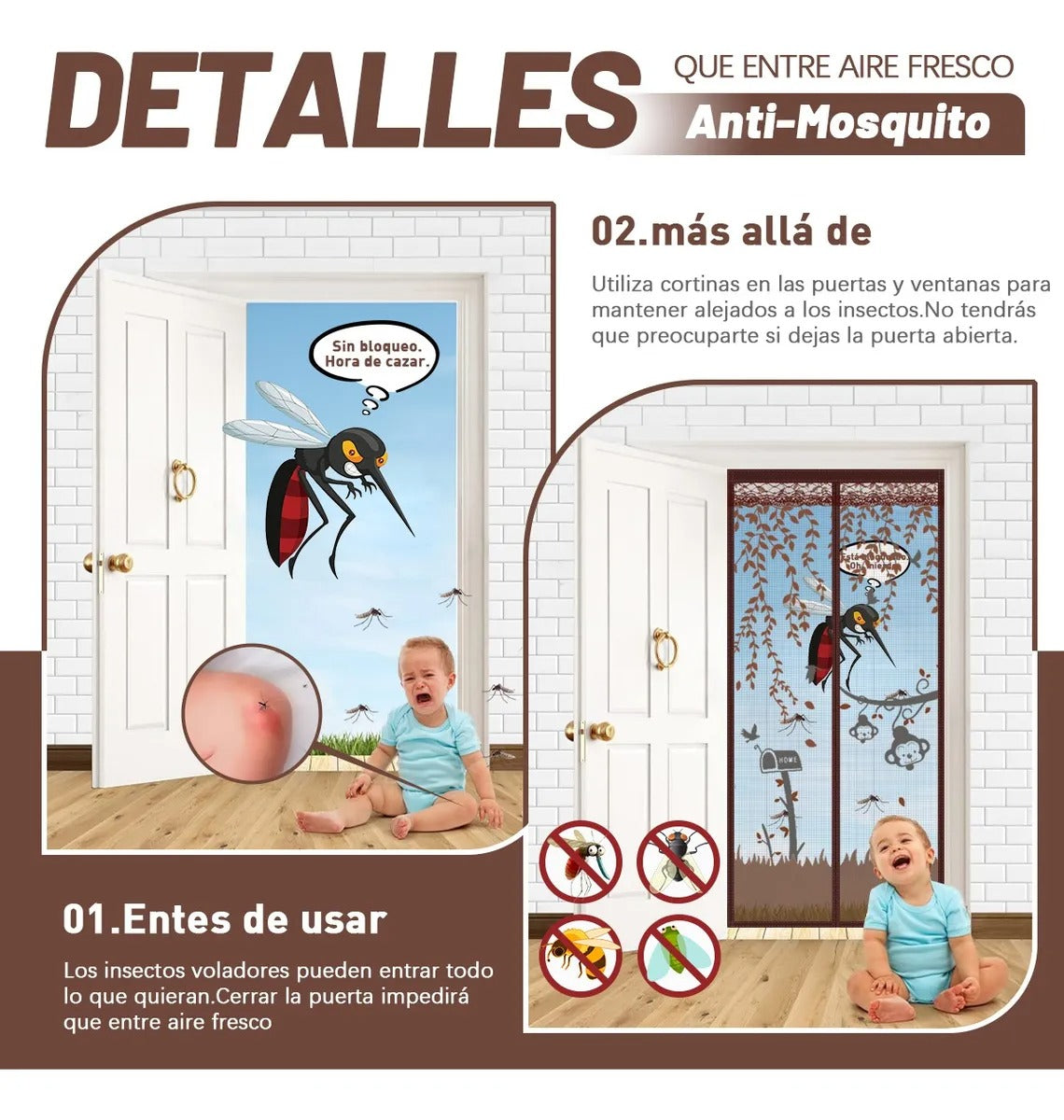 2pz Cortina Mosquitera Magnetica 90x210CM