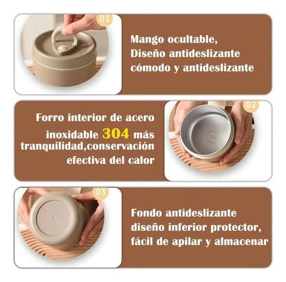 Lonchera Acero Inoxidable Redondo 7 Piezas 2080ml