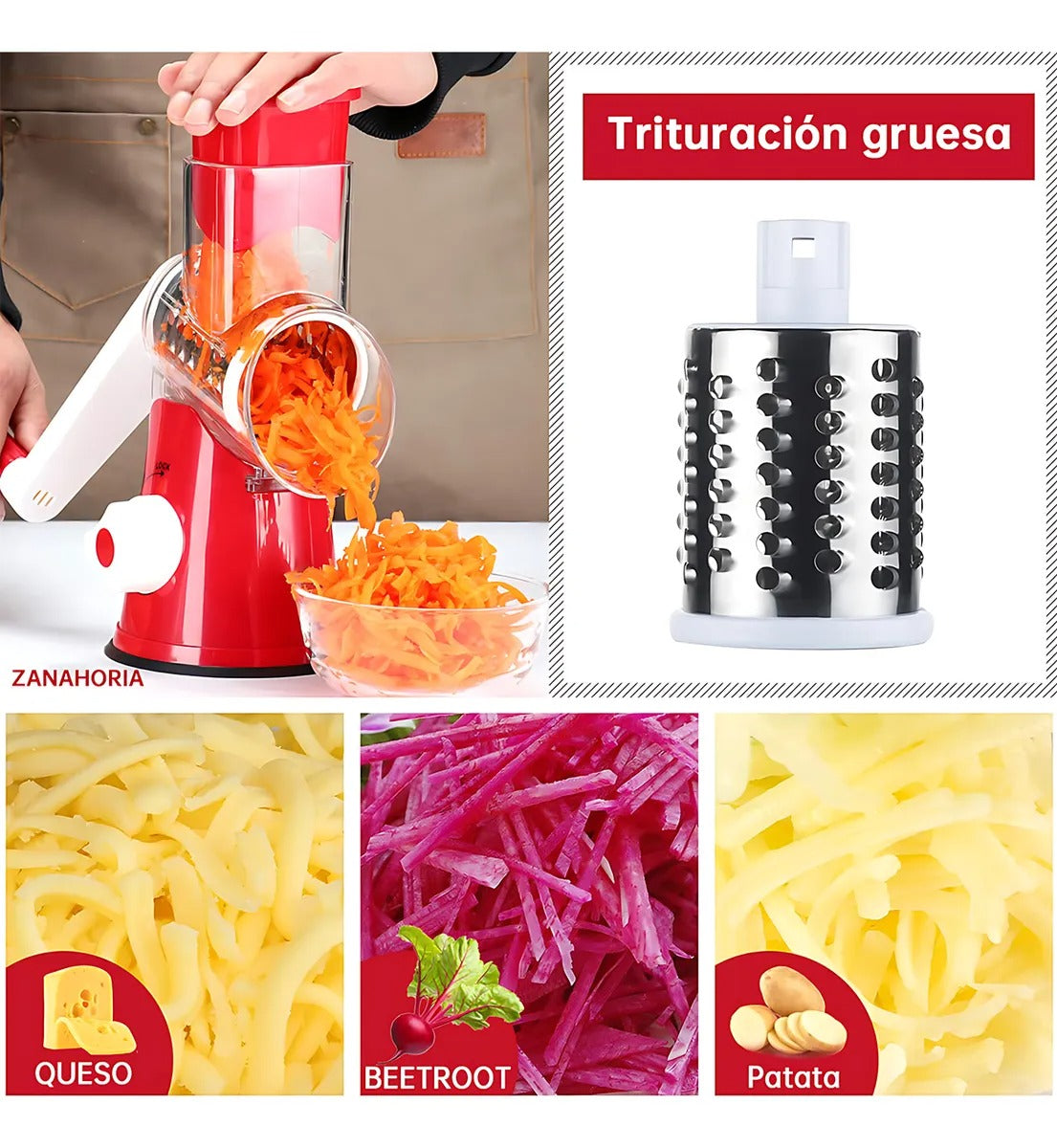 Rallador Cortador Verduras 3 en 1