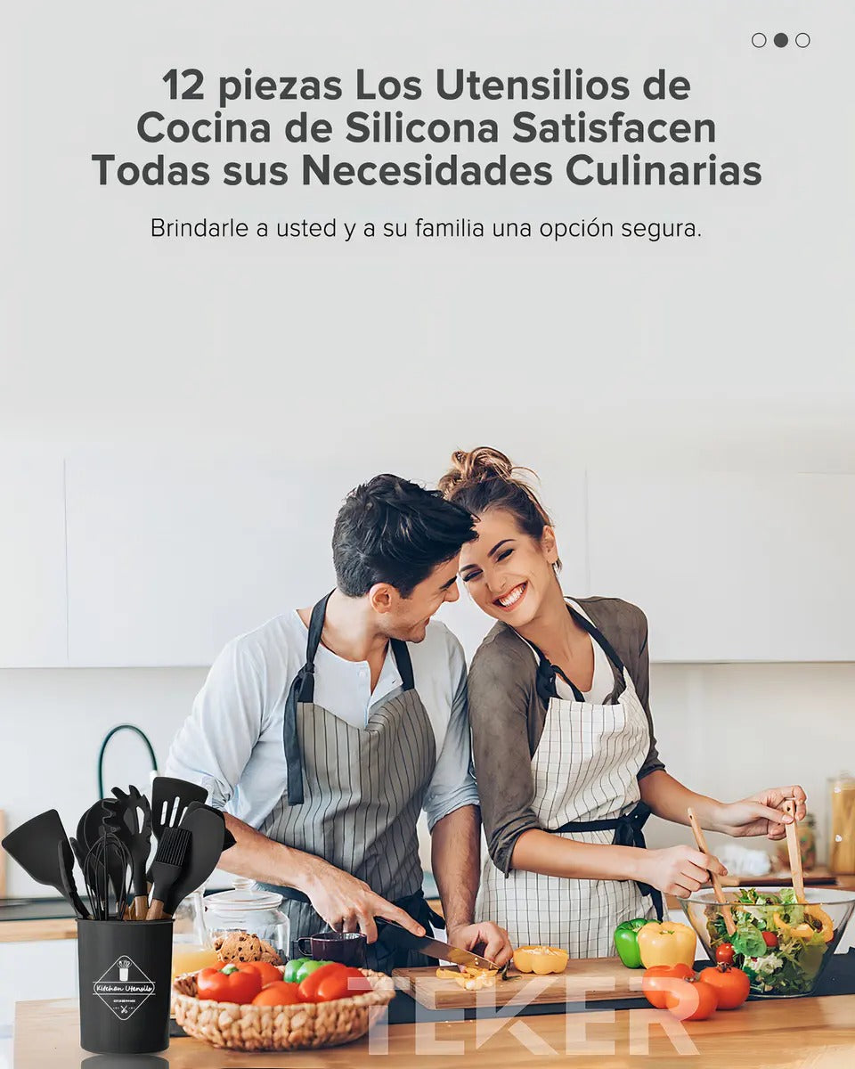 Set 12 Utensilios de Cocina Silicona