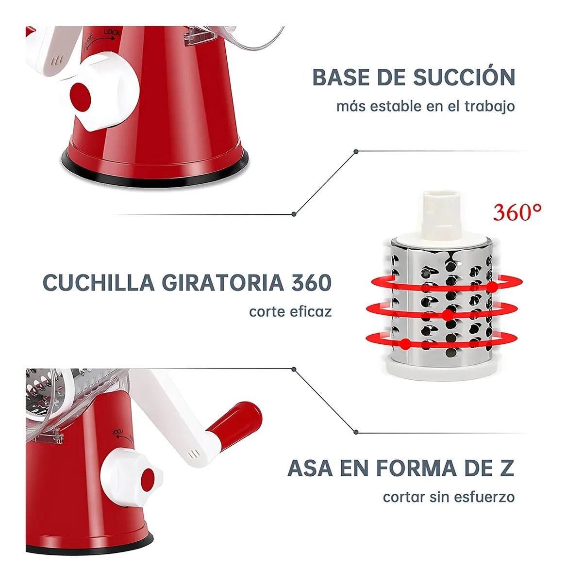 Rallador Cortador Verduras 3 en 1