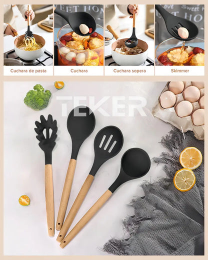 Set 12 Utensilios de Cocina Silicona