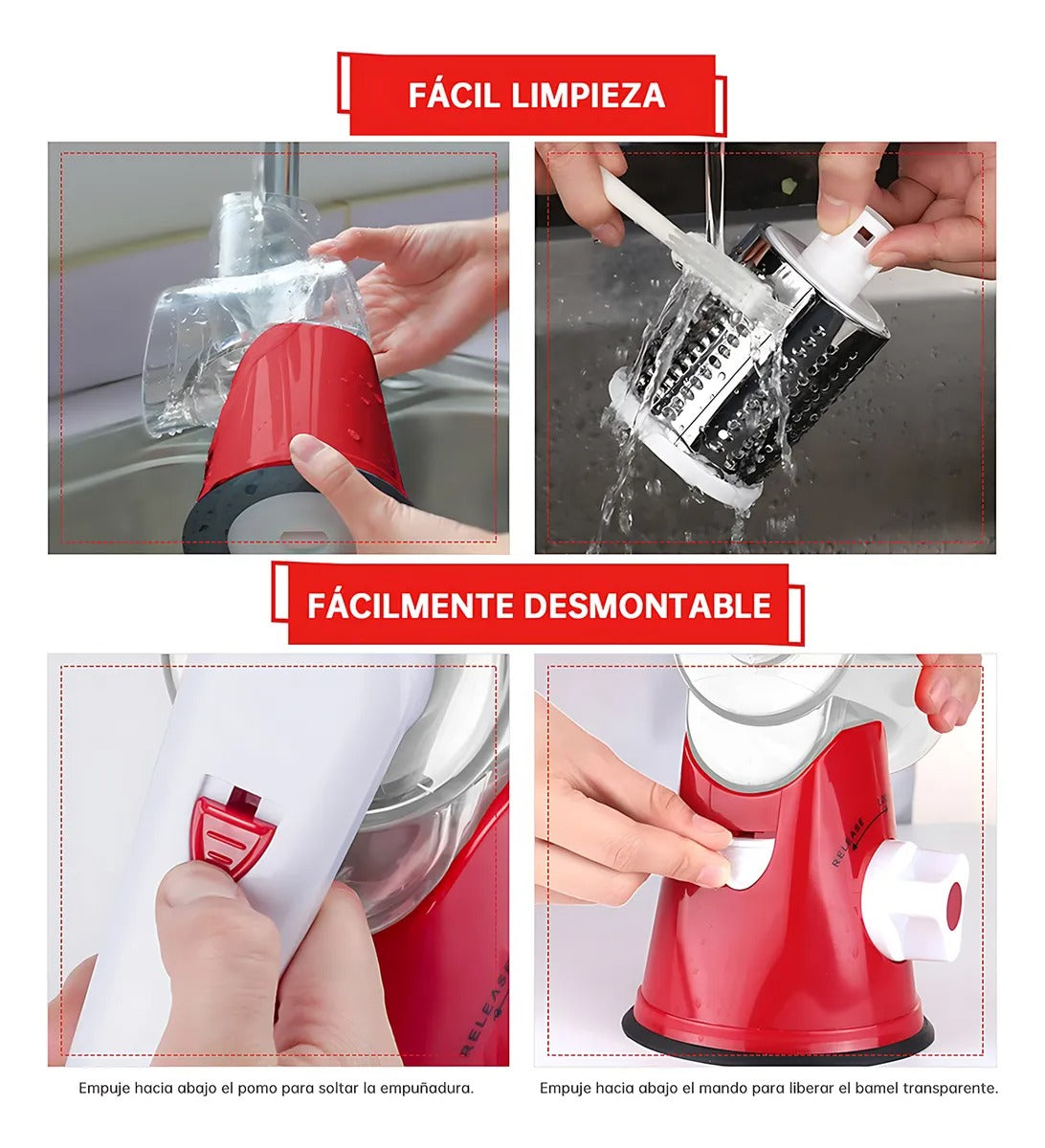 Rallador Cortador Verduras 3 en 1