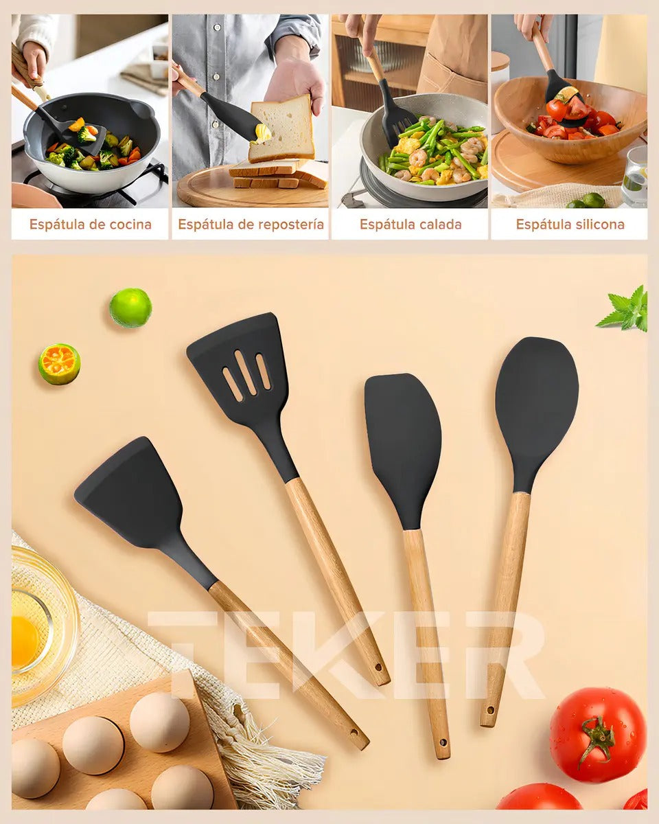 Set 12 Utensilios de Cocina Silicona