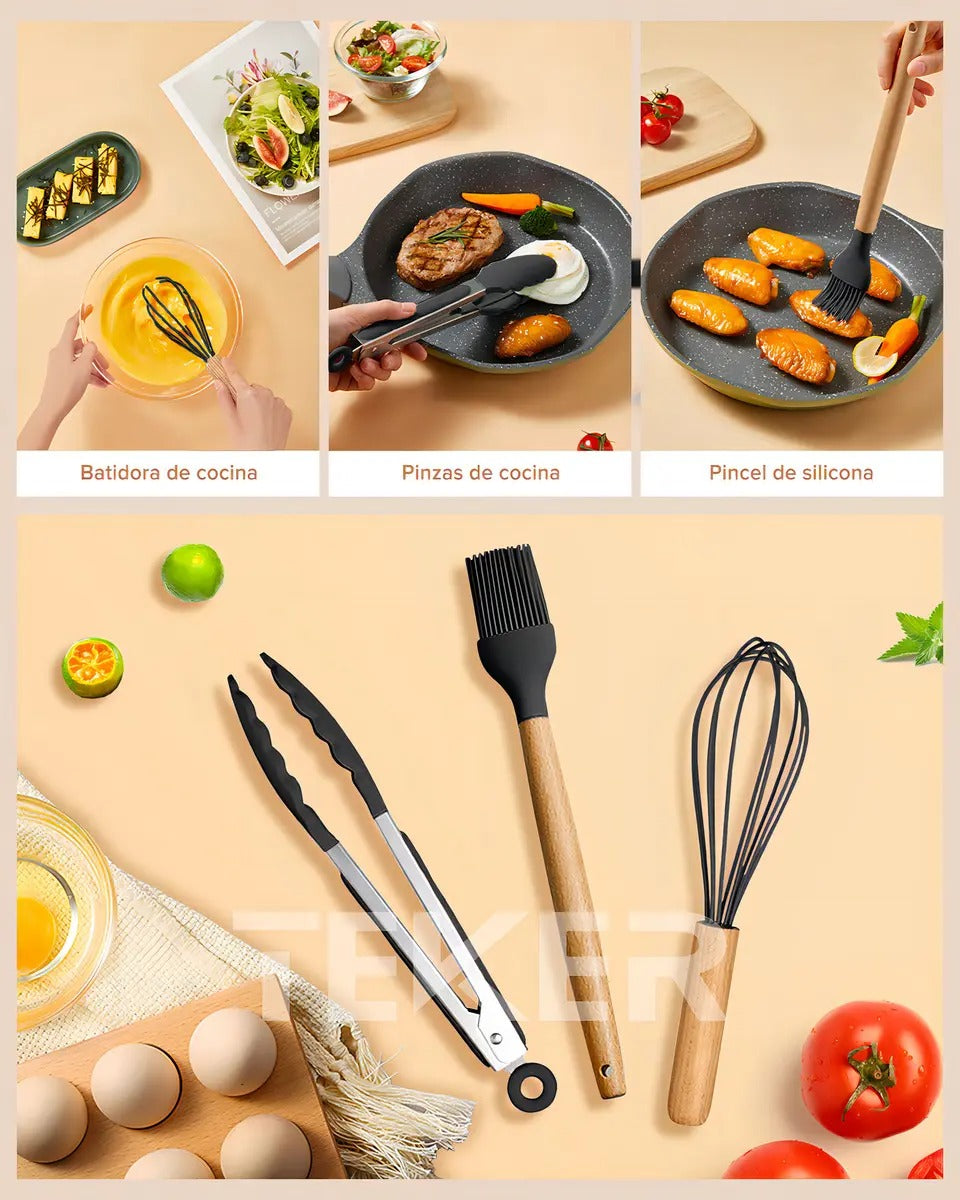 Set 12 Utensilios de Cocina Silicona