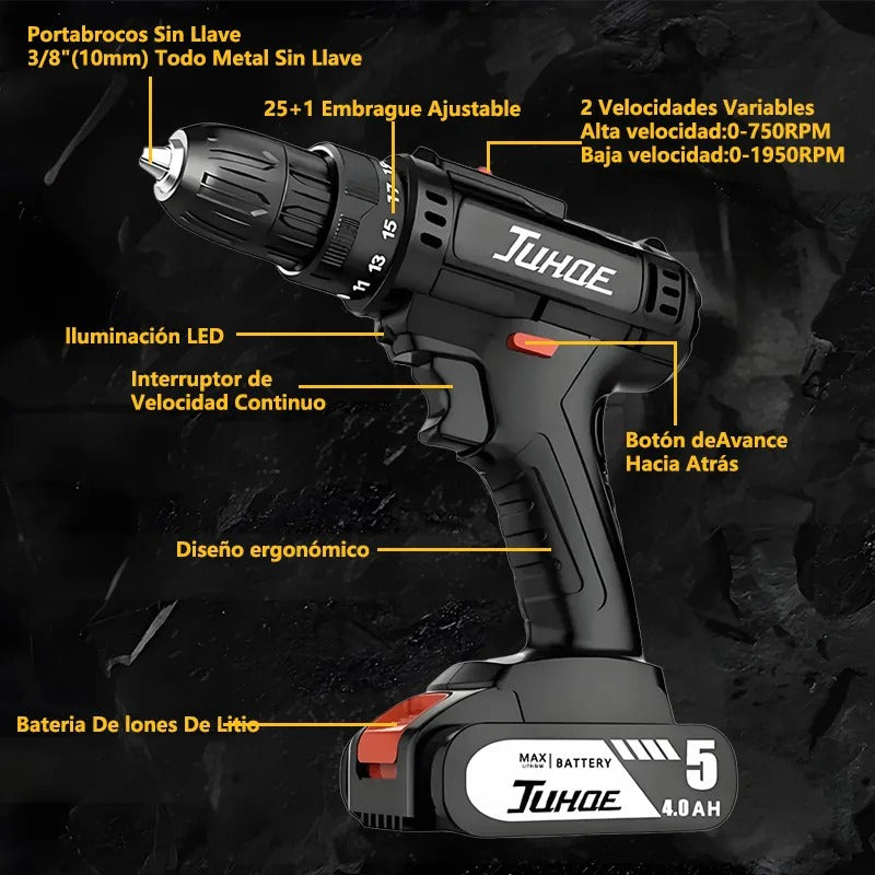 Kit Taladro Portatil Electrico 2 baterias