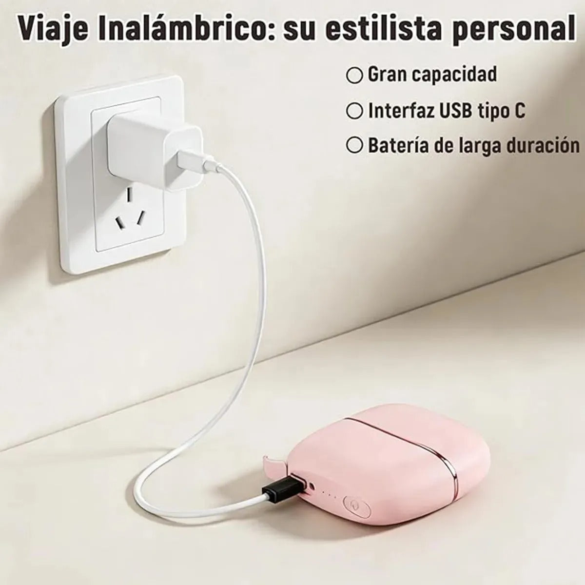 Mini Cepillo Alisador Recargable