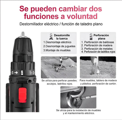 Kit Taladro Portatil Electrico 2 baterias