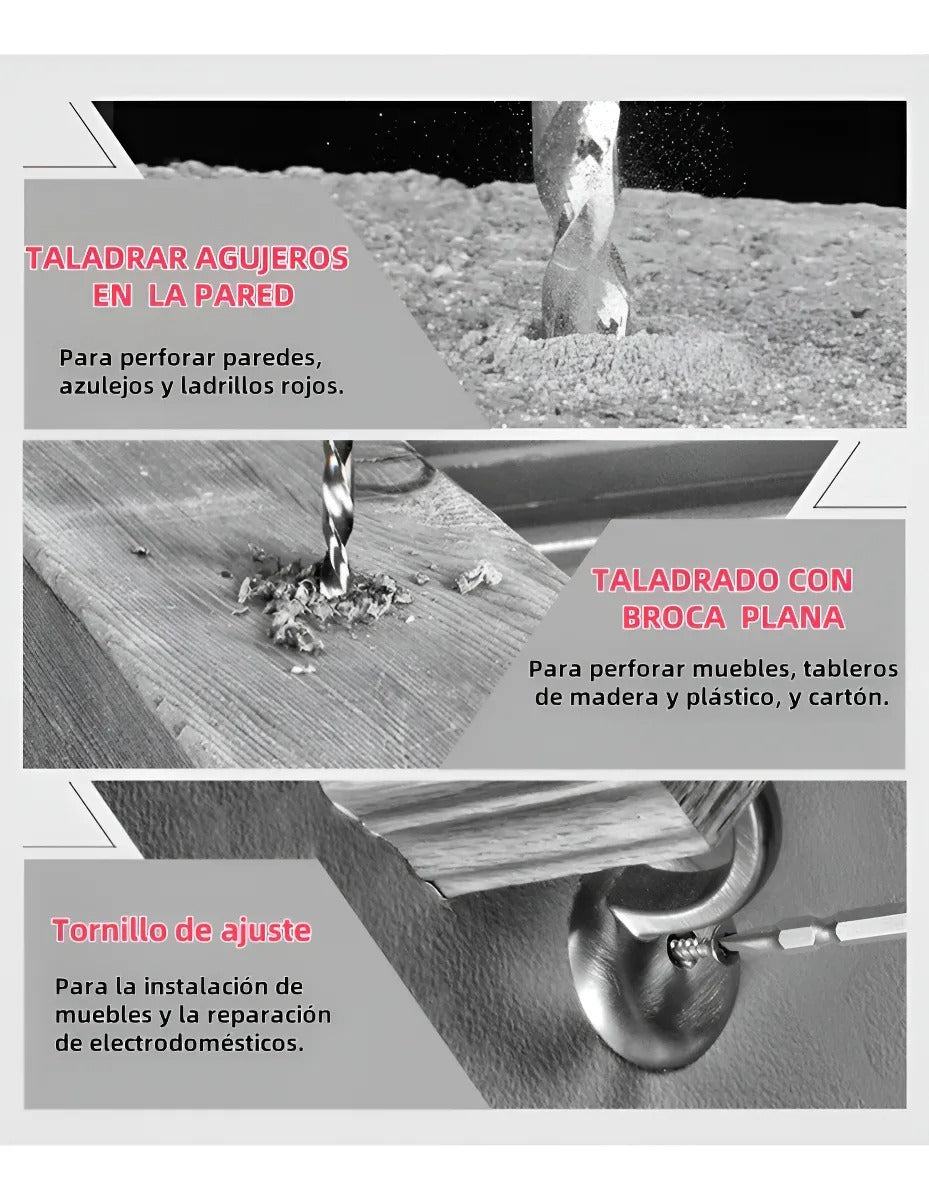 Kit Taladro Portatil Electrico 2 baterias