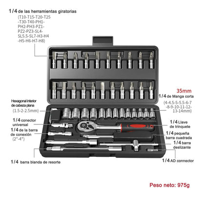 Kit de Herramientas con 46 Piezas Alta Calidad