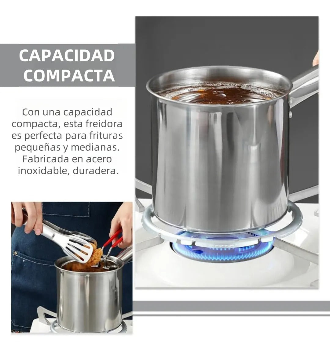 Freidora Acero 3 En 1: Incluye sarten y freidora