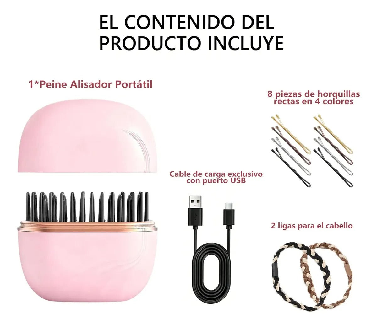 Mini Cepillo Alisador Recargable