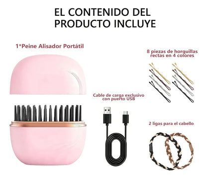 Mini Cepillo Alisador Recargable